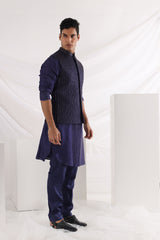 Midnight corded nehru jacket