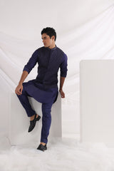 Midnight corded nehru jacket