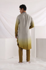 Knot embroidered nehru jacket and drape kurta set