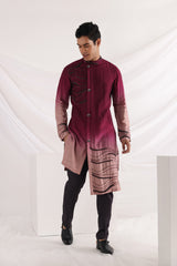 Carmine corded kurta set