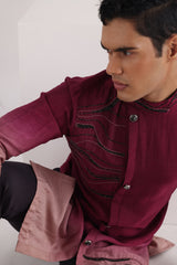 Carmine corded kurta set