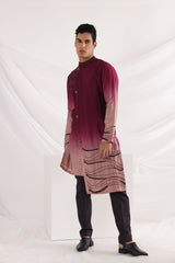 Carmine corded kurta set