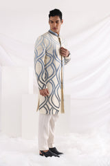 Leaf embroidered sherwani