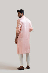 Peach Hand Embroidered Silk Kurta Set