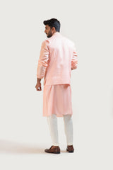 Peach Hand Embroidered Nehru