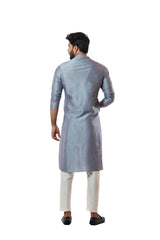 Steel grey cord round kurta set