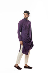 Plum draped kurta set