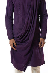 Plum draped kurta set
