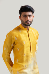 Ombre Yellow Embroidered Kurta Set