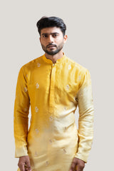 Ombre Yellow Embroidered Kurta Set
