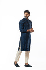 Embroidered navy blue kurta set