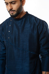 Embroidered navy blue kurta set