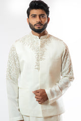 Ivory embroidered nehru jacket