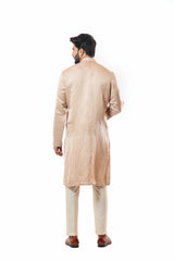 Powder pink cord sleeve straight kurta set