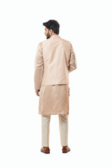 Powder pink embroidered and cording Nehru jacket and kurta set