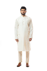 Ivory straight kurta set with abstract embroidery