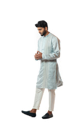 Ice blue Hand embroidered kurta set