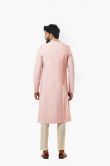 Onion Pink embellished sherwani with heavy embroidered dupatta and plain kurta set