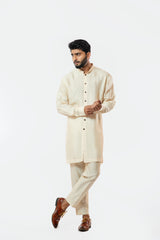 Soft Cream embroidered Nehru jacket