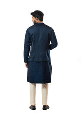 Embroidered navy blue Nehru jacket