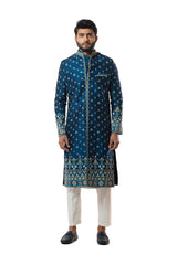 Bllue threadwork sherwani