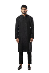 Black pintuck embellished kurta set