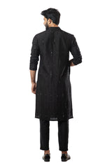 Black pintuck embellished kurta set