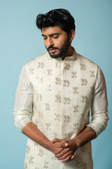 Ivory nehru and kurta set with embroidery