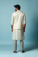 Ivory nehru and kurta set with embroidery