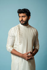 Ivory overlap kurta set
