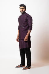 Plum embroidered kurta and nehru set