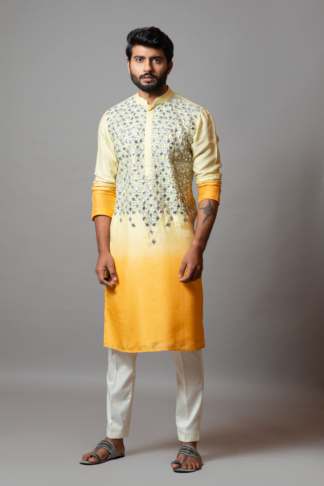 Yellow Ombre Shaded Kurta And Pant Pajama - Smriti- Fabilicious Fashion