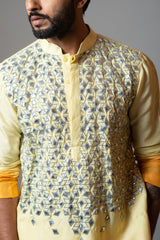 Yellow ombre embroidered kurta