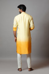 Yellow ombre embroidered kurta