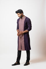 Deep purple printed kurta set