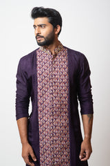 Deep purple printed kurta set