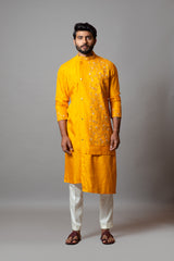 Yellow embroidered kurta set