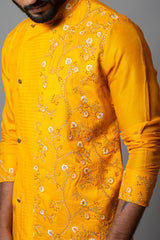 Yellow embroidered kurta set