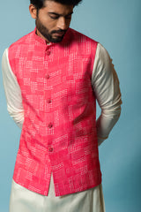 Pink printed nehru