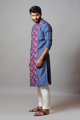 Grey leaf print kurta set