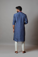 Grey leaf print kurta set