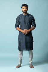 Teal layered embroidered kurta set