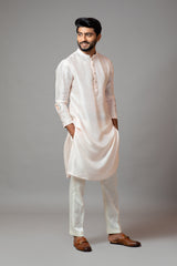 Plain Kurta Wth Minimal Floral Embroidery on Sleeves Set
