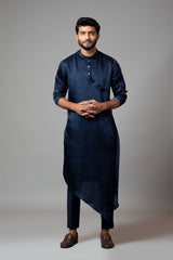 Drape Kurta with Minimal Embroidery on Sleeves Set