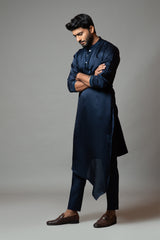 Drape Kurta with Minimal Embroidery on Sleeves Set