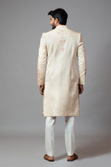 Floral Embroidered aari work Sherwani with Pant Pajama Set