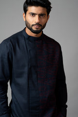 Assymetric Pintucks Kurta With Embroidery And Pant Pajama Set