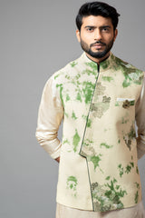 Tie & Dye Kora Nehru With Drape Kurta And Pant Pajama set