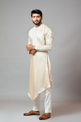 Champagne Drape Kurta With Minimal Embroidery on Sleeves Set