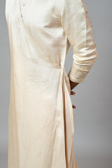 Champagne Drape Kurta With Minimal Embroidery on Sleeves Set